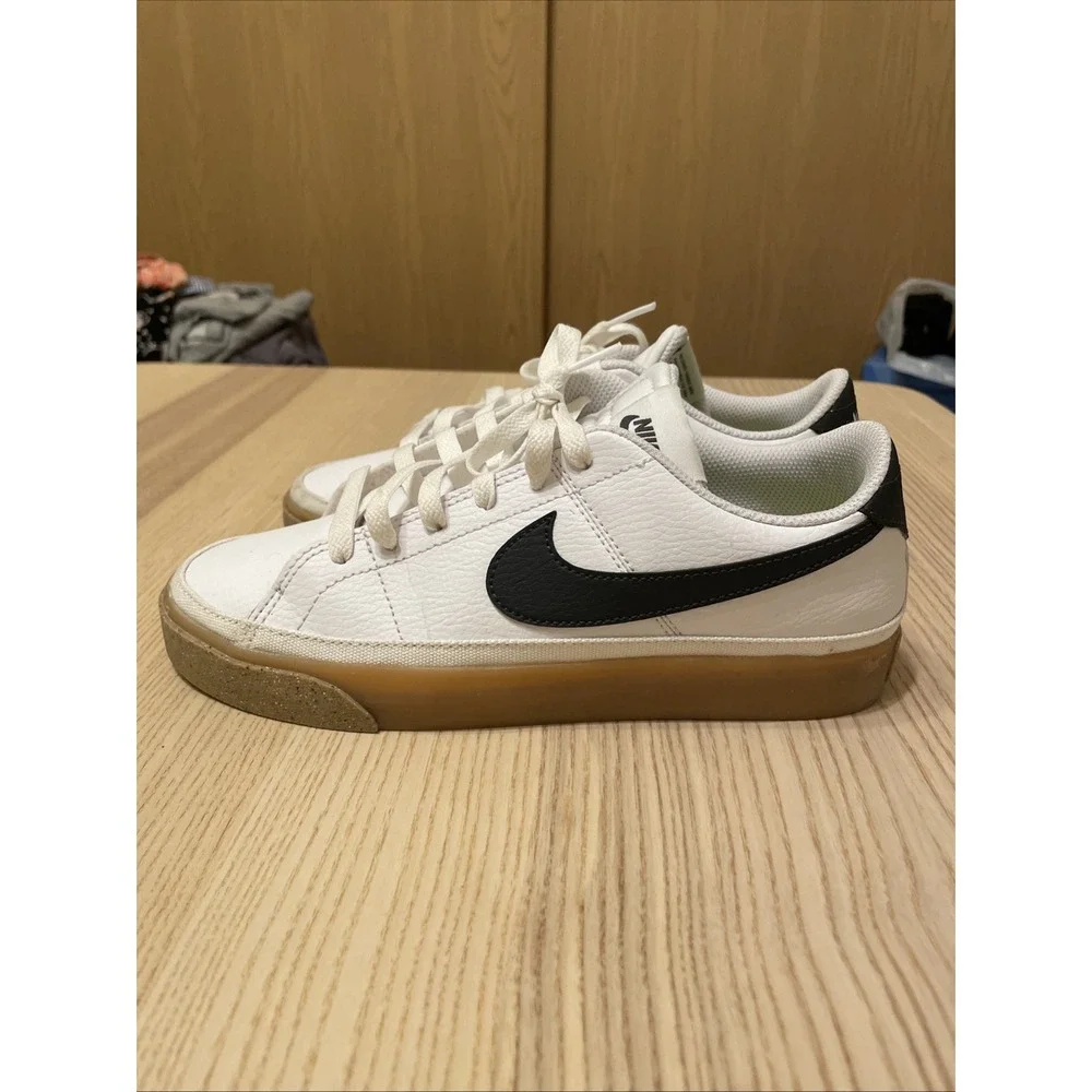 Nike Court Legacy Next Nature Women's Sneakers White Black Gum Sole Size 7.5